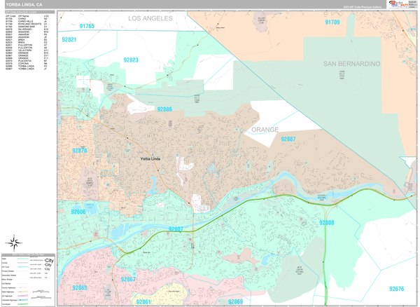 Yorba Linda City Digital Map Premium Style
